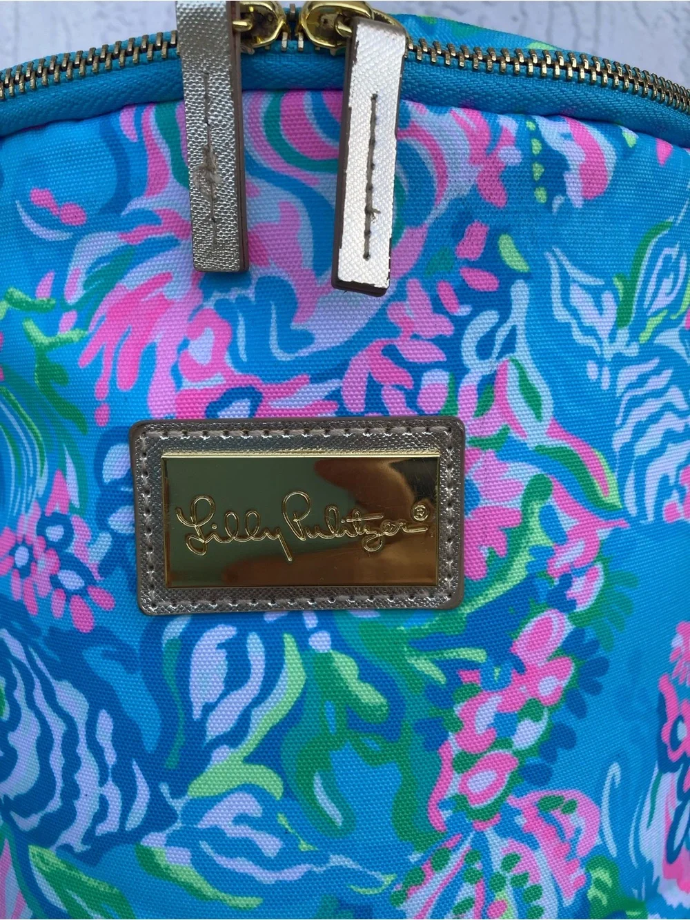 Lilly Pulitzer Insulated Beach Cooler Bag Best Fishes Blue Pink NO LONG STRAP